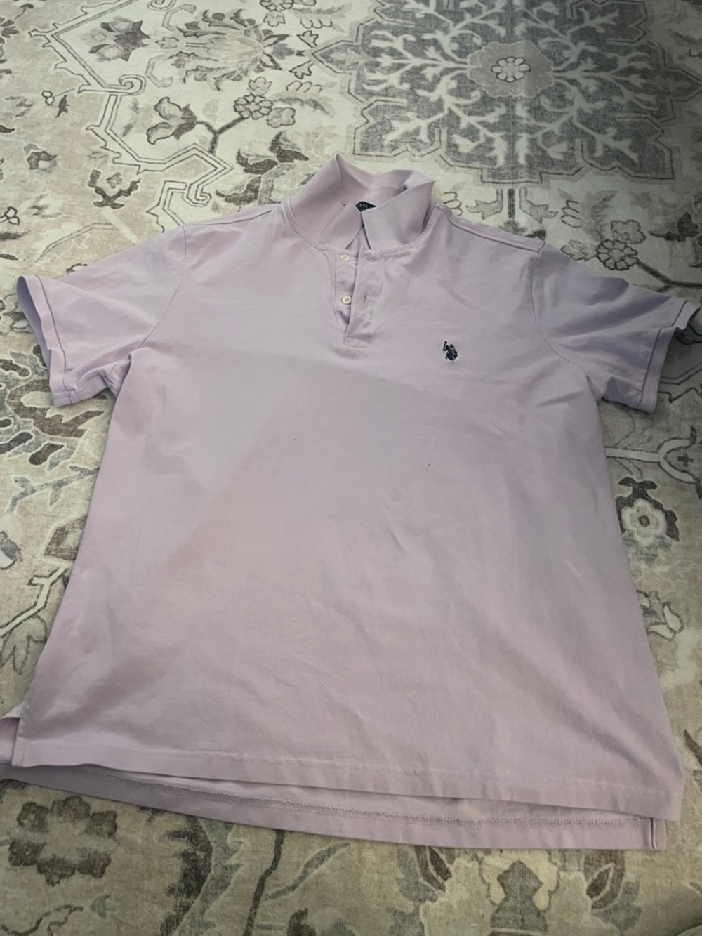 U.S. Polo Assn. Light Lavender Short-Sleeve Polo with Navy Logo